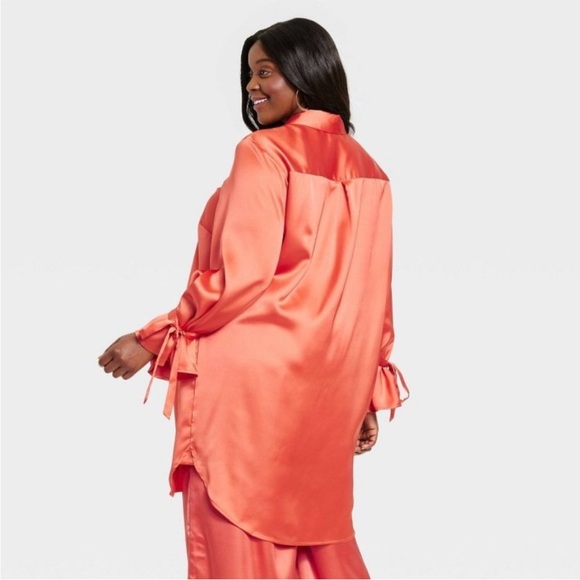 Target Sammy B orange Satin button up - Picture 4 of 5